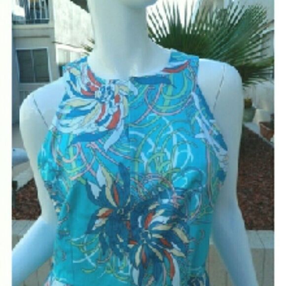 Modcloth Closet London Dress Blue Floral Size 10 - Picture 3 of 4